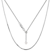 Sterling Silver Rhodium Plated Adjustable Box Chain Necklace, 0.8mm, 22" fine designer jewelry for men and women